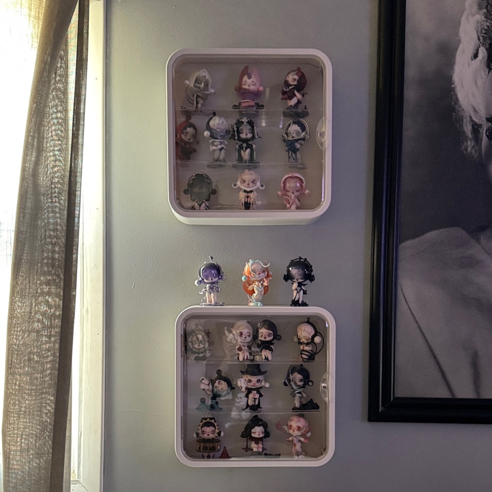 SOLD-Skullpanda figurines with White Wall-Mount Display Case